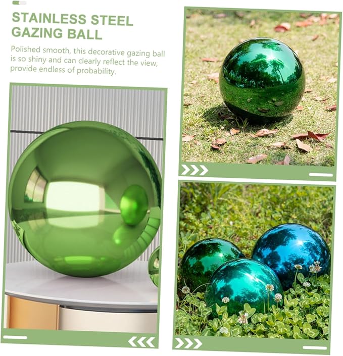 Milisten Garden Gazing Ball Reflective 4.72inch Outdoor Decorative Stainless Steel Sphere