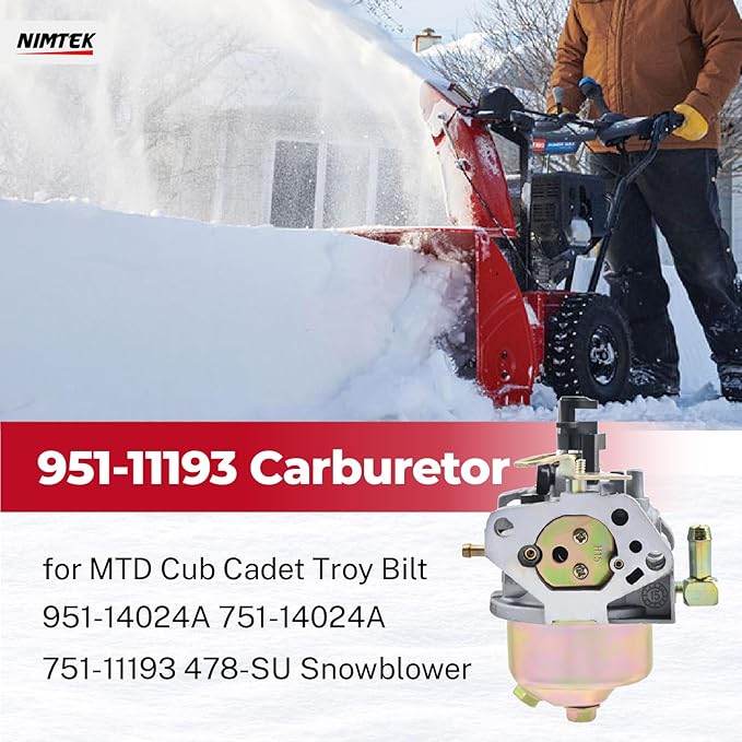 951-14024A Carburetor for MTD Cub Cadet Troy Bilt 751-11193 951-11193 951-11193A 478-SU 478-SUA 478-SUB Snowblower Engine