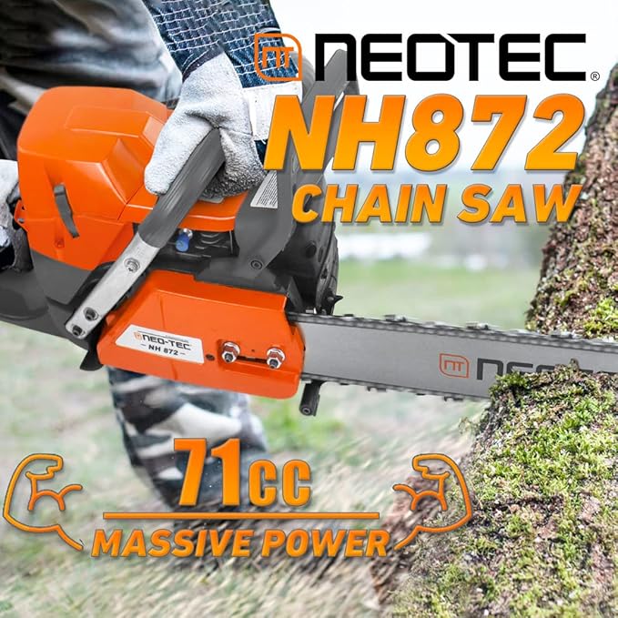 NEO-TEC NH872 28 Inch Gas Chainsaw,71 cc Gasoline Chain Saw Power Head,All Parts Compatible with Husqvarna 372XP