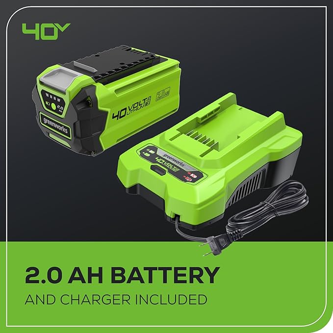 Greenworks 40V Leaf Blower/Sweeper, 150 MPH, Lightweight, Quiet, with 2.0 Ah Battery and Charger, Perfect for Residential Lawn Care, Leaf Blowing Debris, Dust, Light Snow, and More
