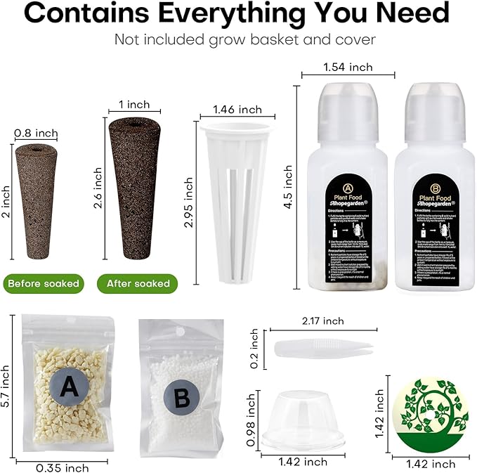Ahopegarden 167 Pcs Seed Kit for Aerogarden for Gardencube Hydroponics Growing System, Grow Kit for Indoor Garden with 40 Grow Sponges, 40 Grow Baskets, 40 Covers, 40 Labels, 6 A&B Plant Food