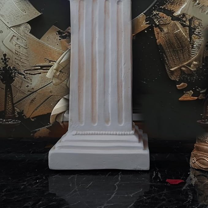 Elegant Classical Greek Roman Ionic Order Vintage Weathered Column Pedestal Decorative Display Stand for Statues Plants, or Vases Perfect for Home Decor and Event Settings, White