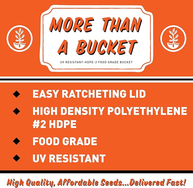 5 Gallon Bucket with Easy On/Off Ratcheting Lid - 3 Buckets - HDPE, Food Grade, BPA Free - Gardening & Composting Info - All Purpose Pail