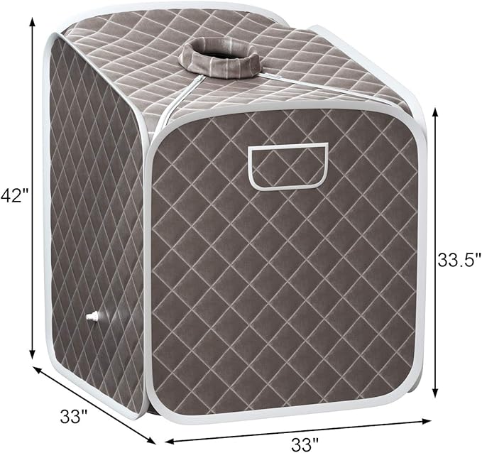 Giantex Portable Steam Sauna Spa 2L Folding Private Sauna Tent W/Chair Foot, Massage Roller, Absorbent Pad,9 Adjustable Temperature Levels for Stress Fatigue 33 x 33x 42 Inch (Gray)