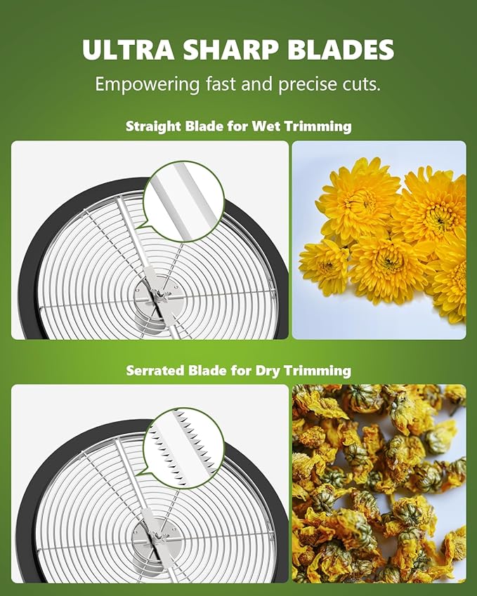 13 Inch Bud Leaf Bowl Trimmer, 13" Trim Bowl with Clear Visibility Dome and Sharp Stainless Steel Blades, for Twist Spin Cutting Buds, Flowers, Leaves, Hydroponics Plants