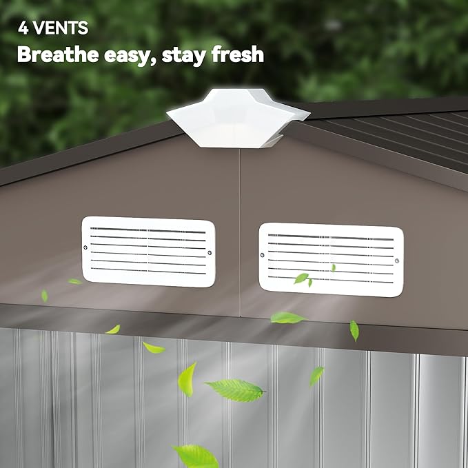 Outsunny 7' x 4' Outdoor Storage Shed, Garden Tool Metal Shed with Foundation Kit, Double Lockable Door, Air Vents and Sloping Roof, for Backyard, Patio, Lawn, Brown
