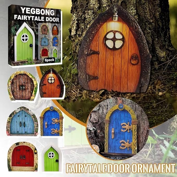 Blue Miniature Fairy Door for Tree, 3D Garden Decor, Bonsai Terrarium Micro Landscape Decoration Accessories Garden Miniatures