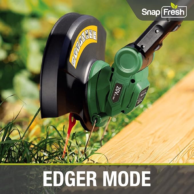 Electric Weed Wacker - SnapFresh 20V Cordless Weed Eater w/ 2.0Ah Battery & Fast Charger, Cordless Lawn Trimmer for Multi-Angle Cutting, Grass Edger for Garden & Yard