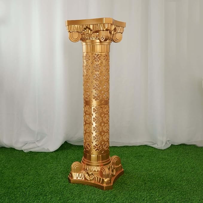 Efavormart 4 Pack | Gold Crafted Venetian Inspired Pedestal Stand | Plant Pillar - 40" Tall PVC