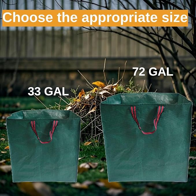 Heavy Duty 33-Gallon Leaf Bag – Reusable Standable Yard Waste Bag with Reinforced Handles, Foldable for Spring Cleanup, Lawn, Garden, Camping & Debris Collection