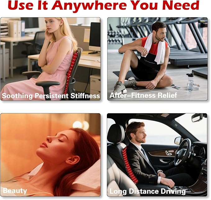 18" x 18"Red Light Therapy Mat for Body, 255 LEDs 660nm 850nm Infrared Light Therapy Heating Pad with Car Charger Plug for Back Knee Joints 50w 10Hz/40Hz Pulse Mode