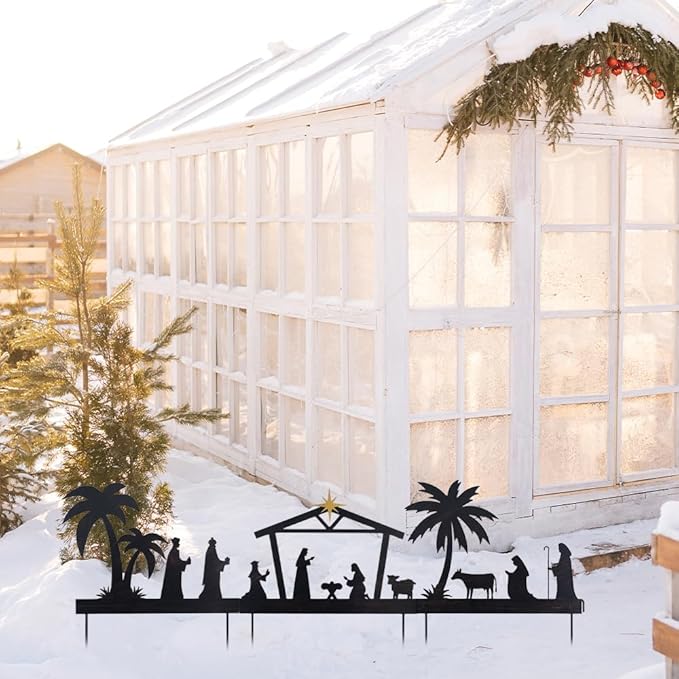 hogardeck Nativity Set for Christmas, 48" 3 Pcs Metal Nativity Scene Decorative Garden Stakes for Outdoor Christmas Decorations, Holy Family Manger Scene Nativity Sets Yard Signs for Garden Lawn Patio