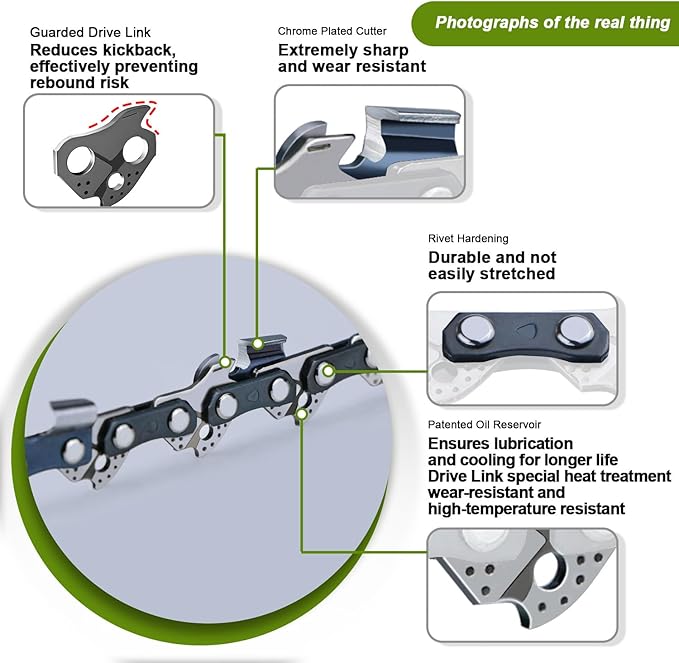 3-Pack 14 Inch Chainsaw Chain for Ryobi RY3714, RY405010, RY40503, RY405100, RY40530, RY43006 Chainsaw - 3/8"LP - .050" - 52 DL