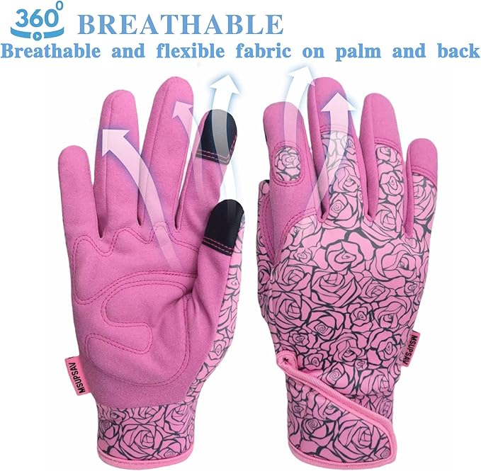 Thorn Proof&Puncture Resistant Gardening Gloves with Grip,Garden Glove for Women, Leather Yard Work Gifts