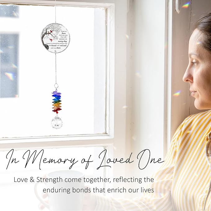 Memorial Suncatcher Sympathy Gift for Loss of Loved One - Crystal Rainbow Maker - Bereavement Keepsake - Hanging Crystal Decor - Suncatcher Ornament