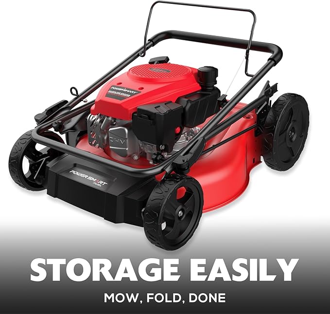PowerSmart Lawn Mower Gas Powered, 21-Inch 144cc Engine 2-in-1 Walk-Behind Push Lawn Mower, Oil Included