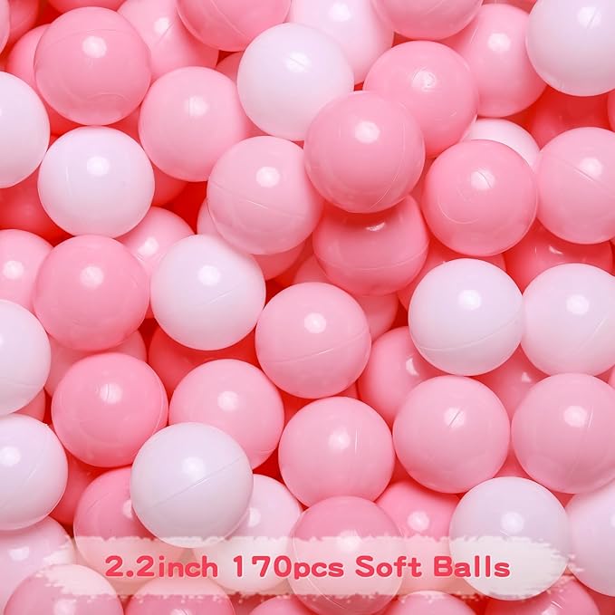 GOGOSO Ball Pit Balls Crush Proof Non-Toxic Plastic Balls Babies Kids Toy Bulk Pack 170pcs 2.2inchs
