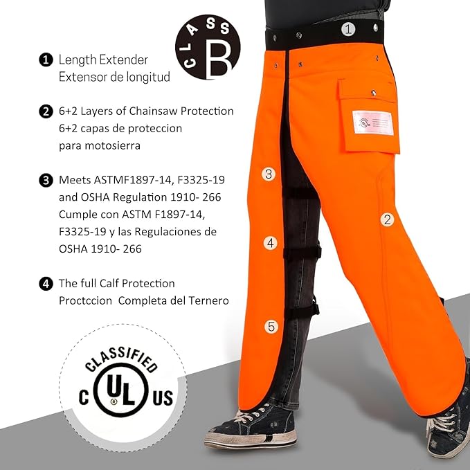 Chainsaw Chaps Apron Wrap 8-layer for Men/Women Loggers Forest Workers Protective Chain Saw Pants Adjustable