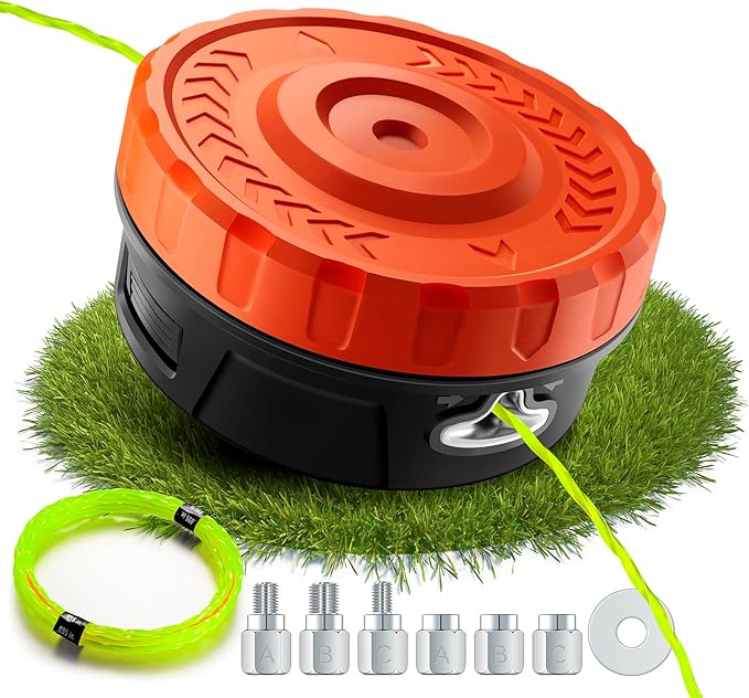 KAITAI Universal Weed Eater Head Replacement-Fit Left-Hand Thread,Easy Feed Trimmer Head Weed Wacker Head for Echo,Ego,Dewalt 20V,Stihl,Ryobi,with 14ft 095" Trimmer Line,6 Adapts,Simple Tap & Go