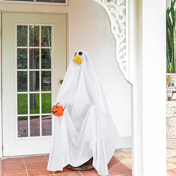 Halloween Goose Outfit Ghost Porch Outfits Yard Clothes Silly Lawn Shirt for 23'' Cement Plastic Duck Decorations