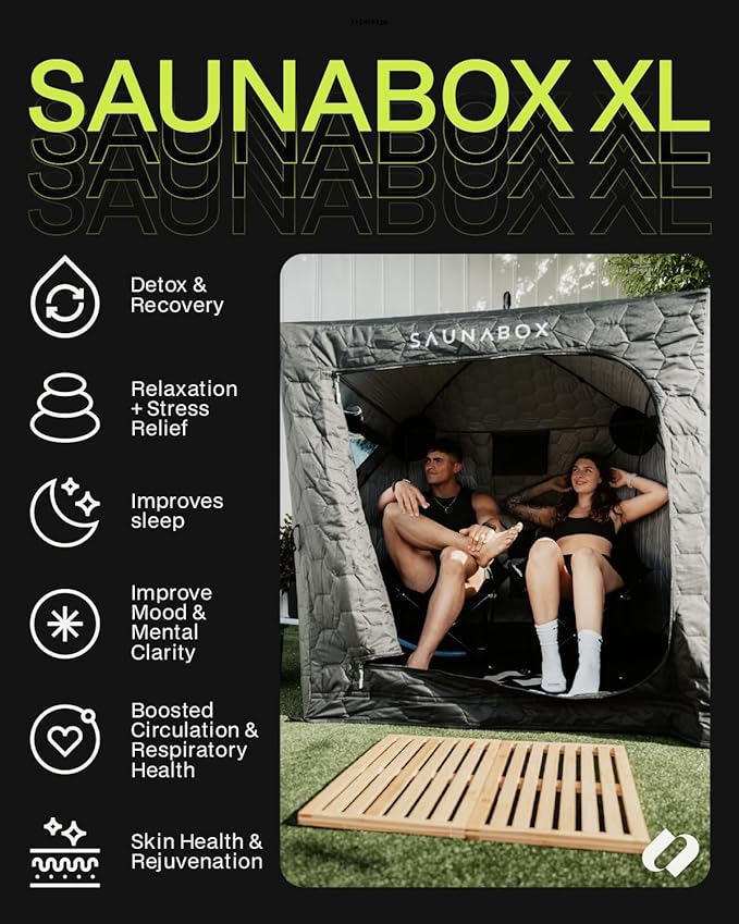 SAUNABOX XL 2 Person Steam Sauna Tent | Portable Home Sauna Box for Indoor & Outdoor Use | Bluetooth SmartSteam Control | Compact, Quick-Setup & Hygienic for Detox, Relaxation & Recovery