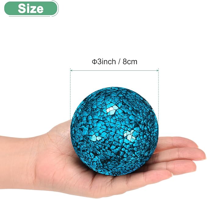 Decorative Ball for Bowls, 3 Inch Mosaic Glass Balls Decorative Glass Orbs for Home Decor/Dining Tables/Wedding Party/Coffee Table/Centerpiece Decor [Turquoise]