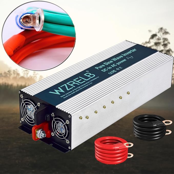 WZRELB 4000W Pure Sine Wave Inverter 36V DC to 110V 120V AC Power Converter with LED Display, Hardwire Terminal,Off-Grid Portable Power Inverter with Dual AC Outlets for Home, RV, Truck, Camping
