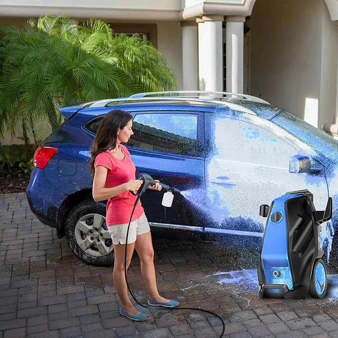 5000 PSI 4.0 GPM Heavy Duty Power Cleaner with Foam Cannon, 4 Nozzle Tips,33FT Hose and Soap Bottle for Home/Cars/Driveways/Patios/Decks/Fences(Blue)