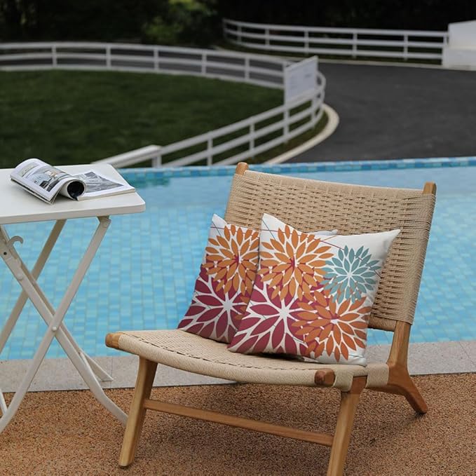DFXSZ Outdoor Throw Pillow Covers 22x22 Inch Set of 2 Waterproof Spring Summer Geometric Elegant Burnt Orange Outdoor Pillow Covers for Patio Funiture Garden Couch 168D22