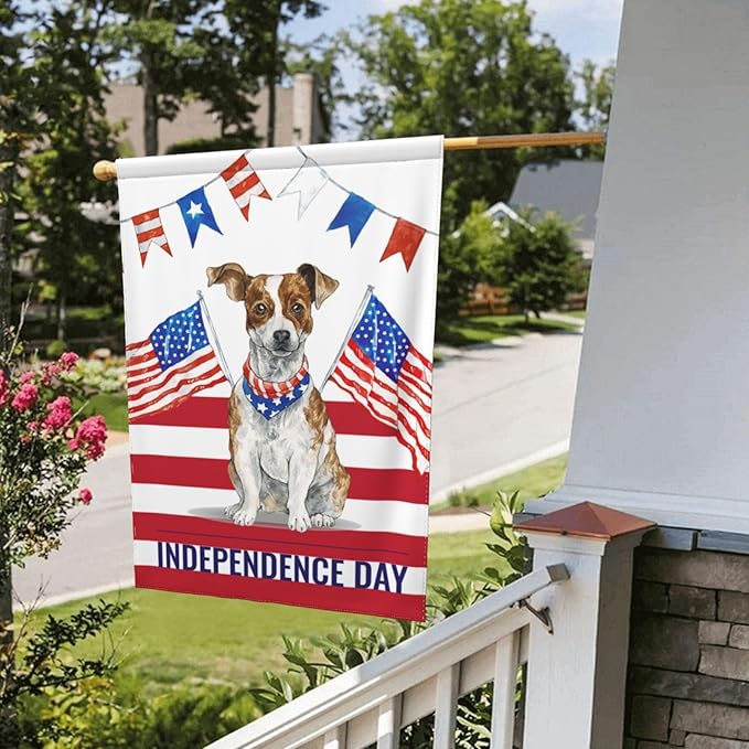 Independence Day Dog Garden Flag Vertical Double Sided Outdoor Yard Flags 12.5x18 Inch Burlap Banners Vertical Double Sided for Outdoor Decor Lawn