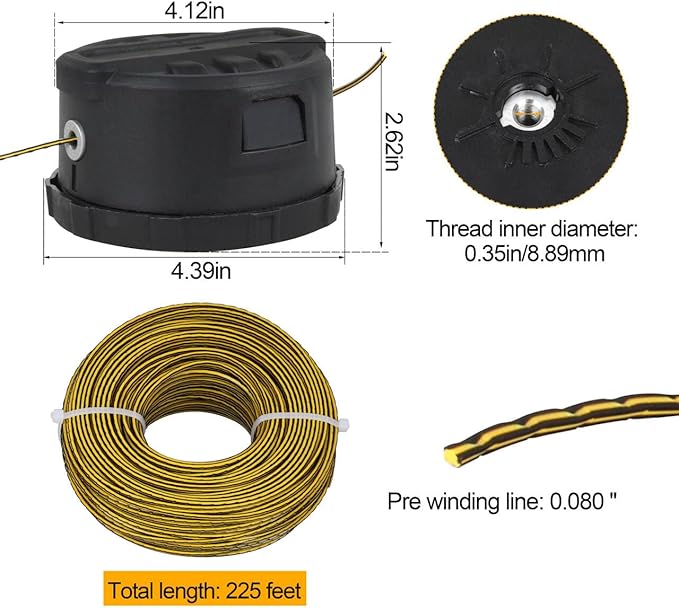 eaacaa 2025 Upgrade DWZSTH999 Quickfeed String Trimmer Head for Dewalt 20V 40V 60V Replacement Cordless Trimmers and DWO1DT802 Trimmer Line 225ft by 0.080-Inch