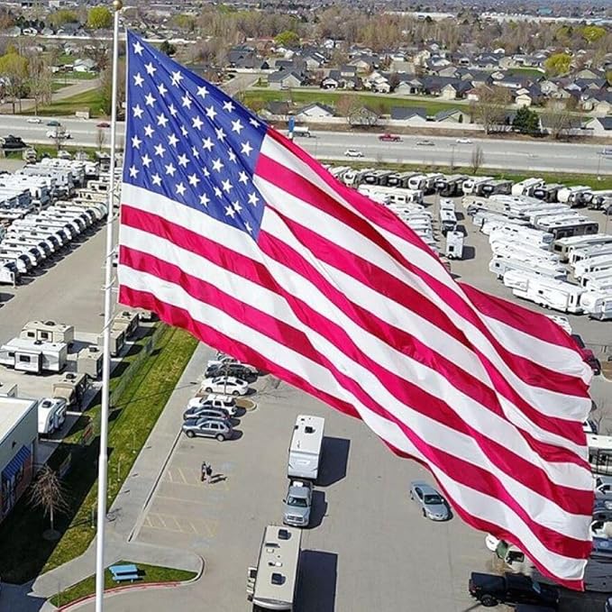 American Flag - Heavy-Duty US Flag - Embroidered Stars - Nylon USA Flag Built for Outdoors - Sewn Stripes - UV Protection - Brass Grommets (10x15 ft)