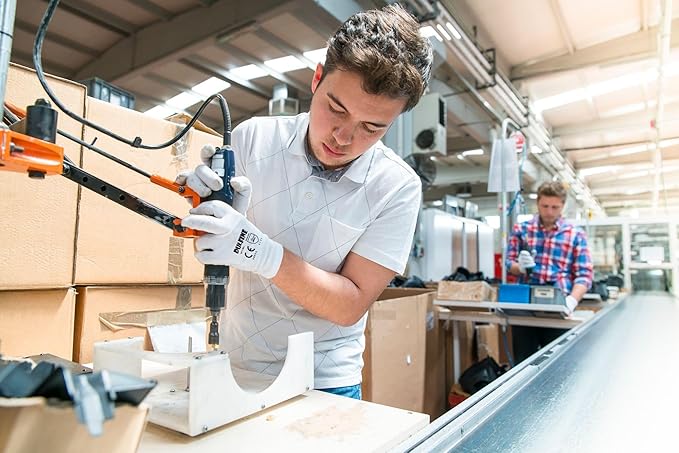 Safety Work Gloves PU Coated-12 Pairs,White Seamless Knit Glove with Polyurethane Coated Smooth Grip on Palm & Fingers, for Men and Women, Ideal for General Duty Work (X-Large)