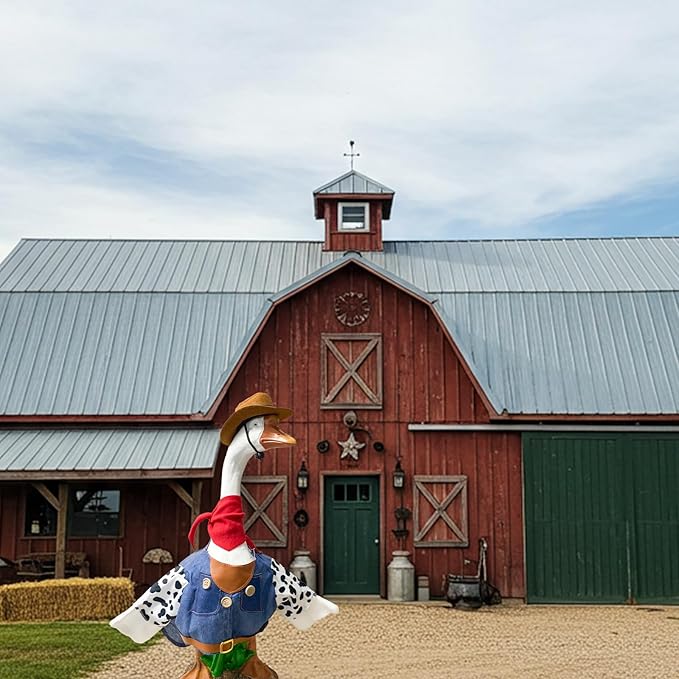 Porch Goose Outfits for 23" Plastic Porch Goose Cowboy Outfit Goose Clothes for Cement Goose for Indoor Outdoor Garden Yard Lawn Patio Art Decor(NZL)