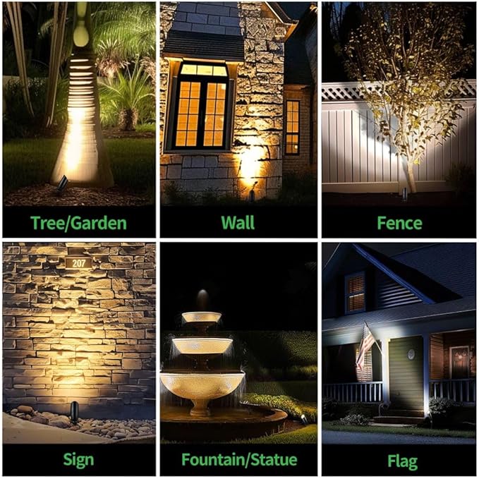 Black LED Outdoor Spotlights, Durable Low Voltage Landscape Lighting, Aluminum Waterproof Uplights for House, Garden, Lawn Without MR16 Bulb 6 Pack