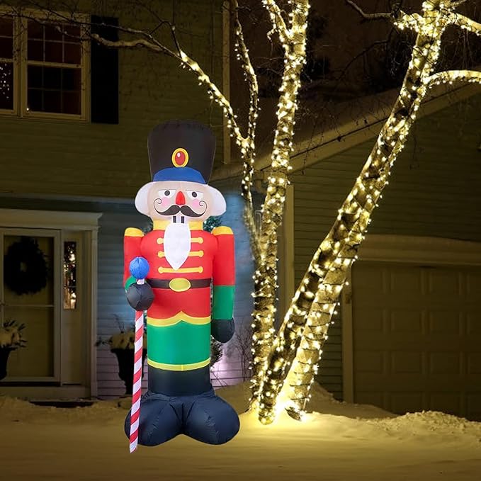 2 Packs 8ft Nutcracker Soldier Christmas Inflatable Decor for Yard/Outdoor/Lawn/Porch Decor