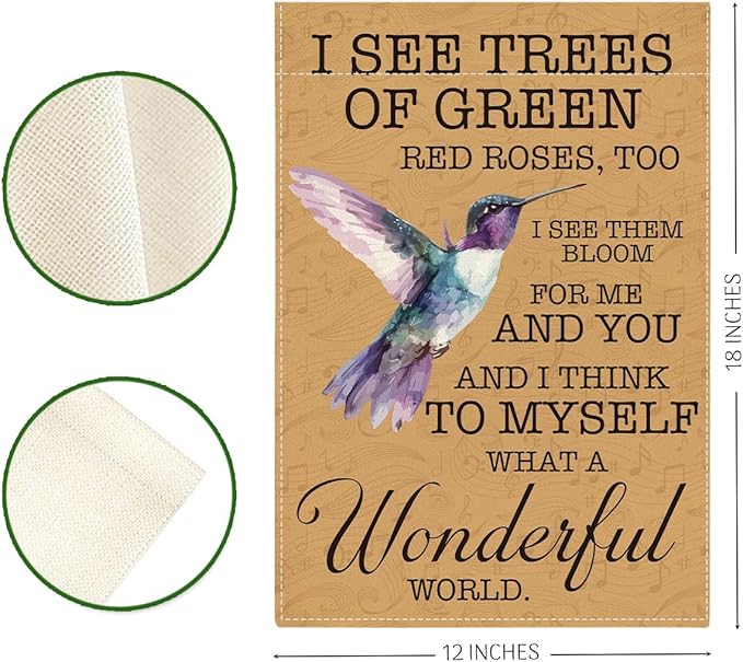 Hummingbird Garden Flag Home Farmhouse Holiday Outside Outdoor Lawn Decorations Yard Flag Double Sided 12x18 Inch
