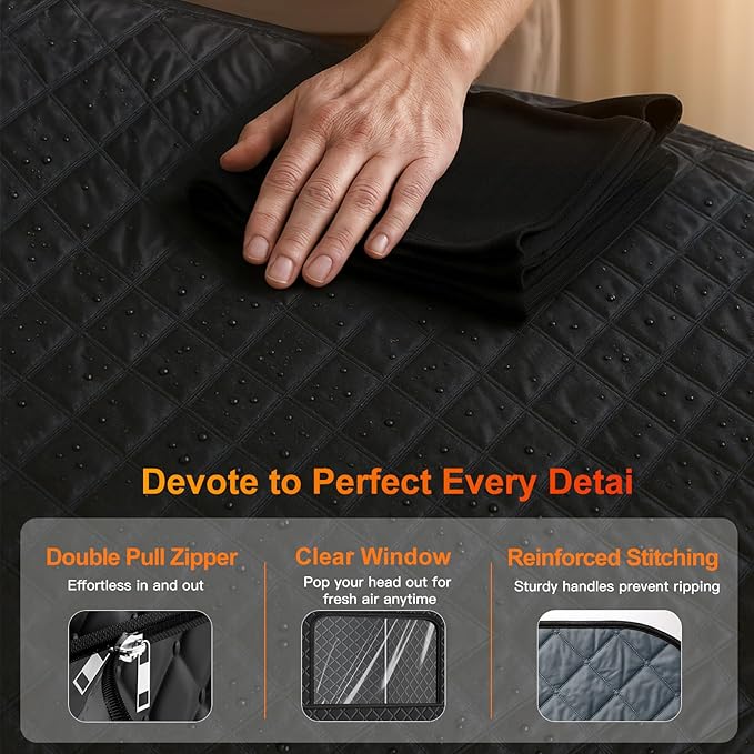 2 Person Sauna Box, Portable Steam Sauna for Home Spa, Relief Muscle Pain, Foldable Sauna Kit with 5-Layer Waterproof, 9 Levels Heat of Saunas Room with 2 Steamers, Oversize Chairs, 5.9' x 4.1' x 3.0'