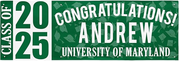 Let's Make Memories Personalized Graduation Banner Class of 2025 - Graduation Party Decorations - Congratulations Banner - Indoor/Outdoor Vinyl - Best in Class - Green - 8 ft.