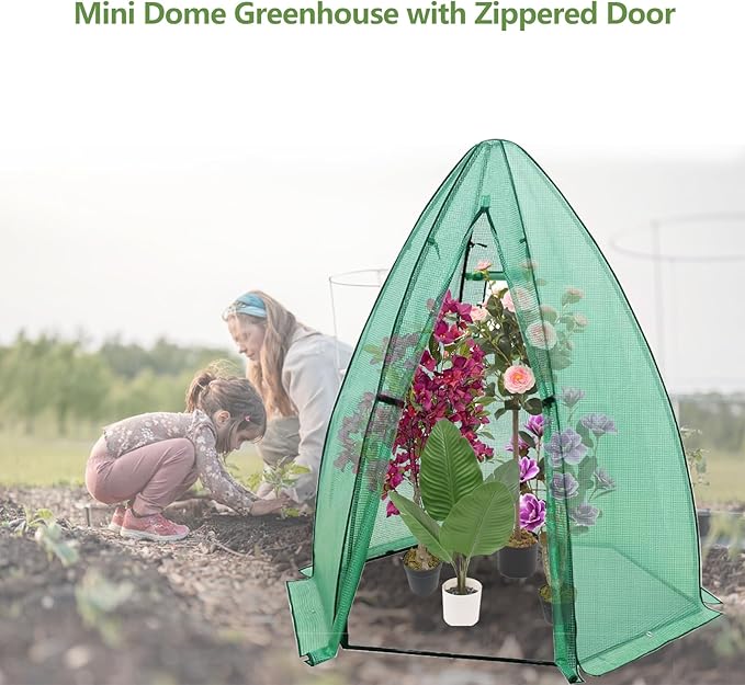 Greenhouse for Outsides, 54”x 54”x 71” Heavy Duty Green House Tent with Durable PE Cover, Garden Plant Protector with Zippered Door Mesh Window for Vegetables Flowers Fruits Herbs,Green
