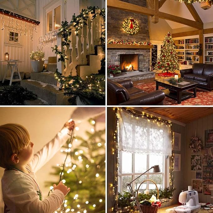 Solar String Lights Outdoor - 200LED 72Ft 8 Modes Waterproof Starry Fairy Lights for Patio Garden Wedding Party Christmas Decor (Warm White)