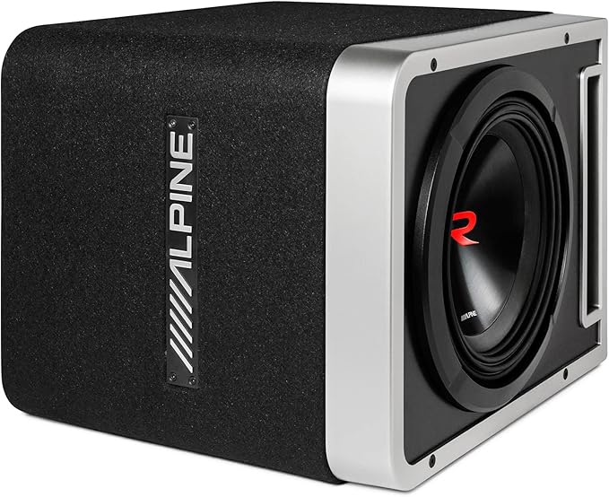 Alpine R2-SB10V-BNDL 10" Type-R Halo Loaded Enclosure with S-A60M 600 Watt Mono Amplifier and RUX-KNOB.2 Bass Knob