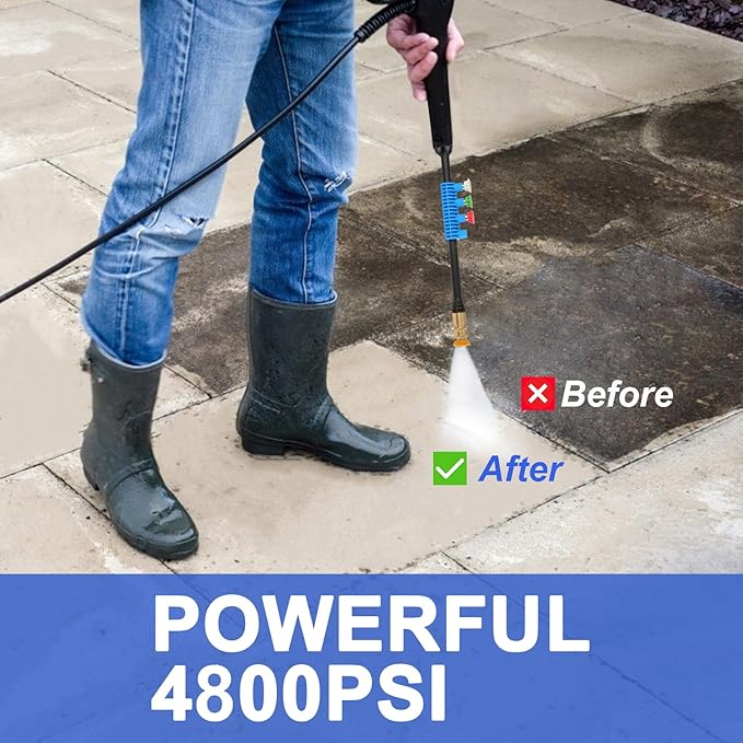 Pressure Cleaner 4800 PSI Power Cleaner Powered with with 33ft Pressure Hose, 4 Nozzle and Foam Cannon, for Home, Cars
