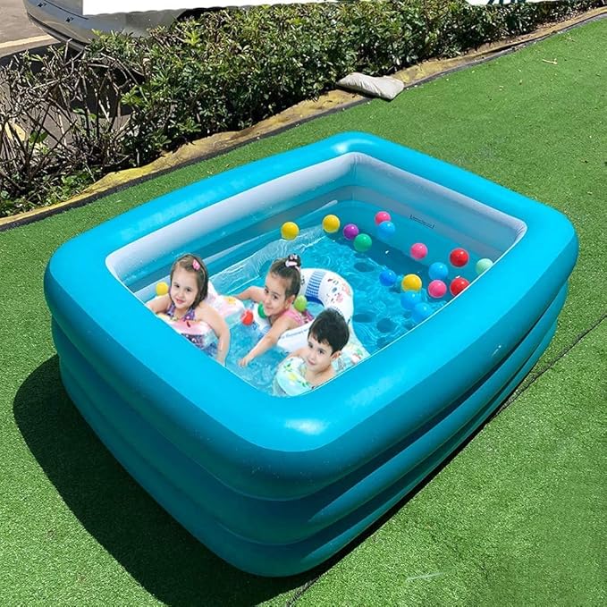 Inflatable Swimming Pool for Kids, 59" X 45" X 20" Kiddie Pools with Inflatable Soft Floor, Durable Blow Up Pools for Backyard, Garden or Indoor (Green)