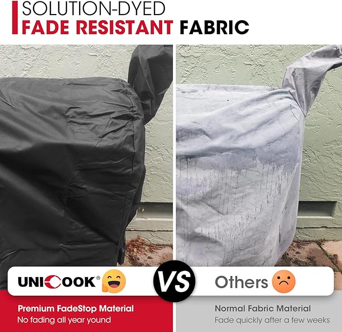 Unicook Pellet Grill Cover Compatible with Traeger Pro 34/780 Series, Texas, and Pit Boss 820, Heavy Duty Waterproof Wood Pellet Smoker Cover, Fade Resistant Full Length BBQ Grill Protector, Black