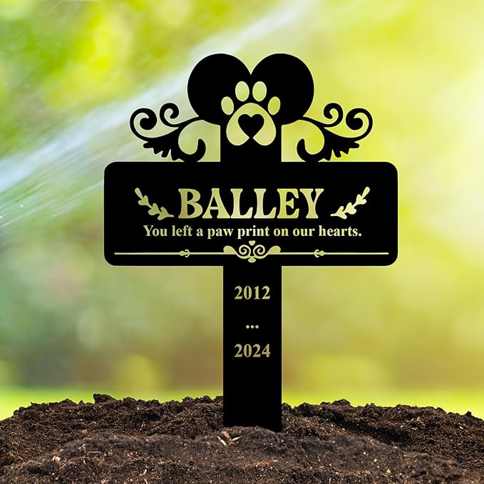 Custom Engraved Cat Grave Marker with Name and Dates | Durable Memorial Stone for Garden or Pet Cemetery | Beautiful Tribute for Cats | Weatherproof and Long-Lasting