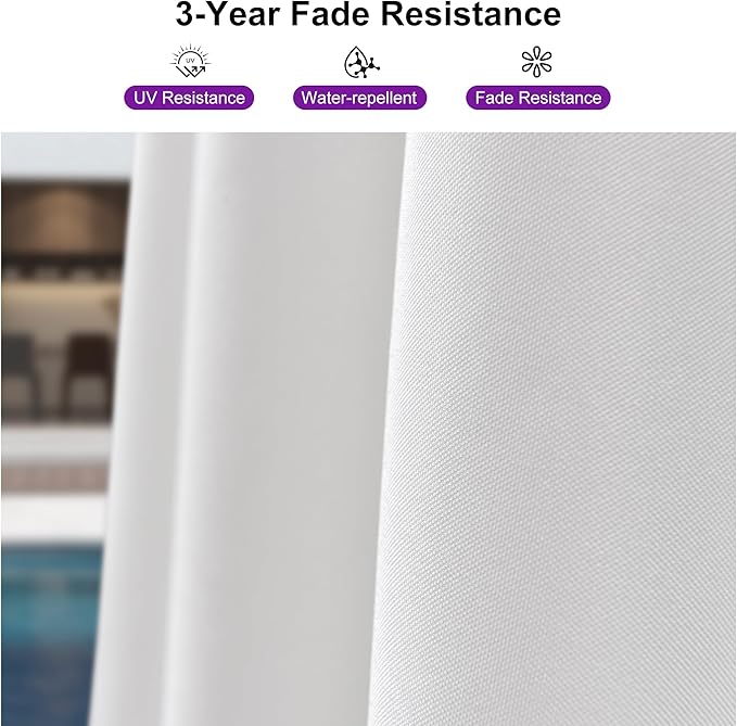 PURPLE LEAF 8' X 8' Patio Umbrella for Pool 7' High Offset Outdoor Cantilever Umbrella Swimming Pool Umbrella with 360°Rotation for Poolside White