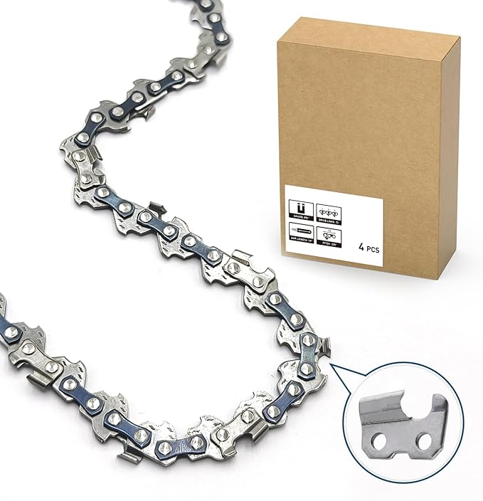 14-Inch Chainsaw Chain 4-Pack – 3/8" LP Pitch, .050" Gauge, 52 Drive Links, Semi-Chisel Replacement Chain for 14" Electric Mini Chainsaw and Pole Pruner