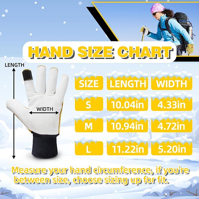 Winter Gardening Gloves for Women, Deerskin Warm Insulated Garden Work Gloves for Cold Weather, Outdoors, Yard Labor