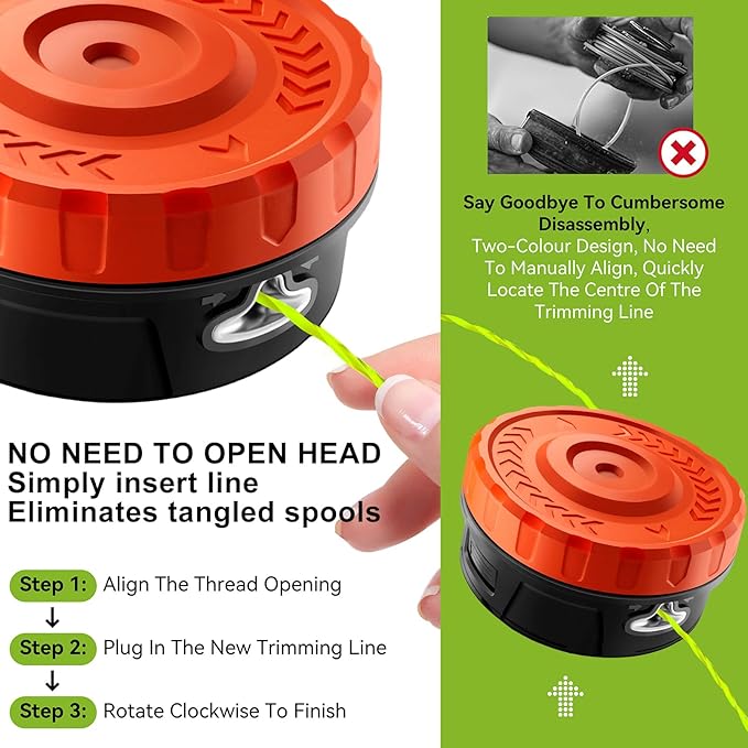KAITAI Universal Weed Eater Head Replacement-Fit Left-Hand Thread,Easy Feed Trimmer Head Weed Wacker Head for Echo,Ego,Dewalt 20V,Stihl,Ryobi,with 14ft 095" Trimmer Line,6 Adapts,Simple Tap & Go